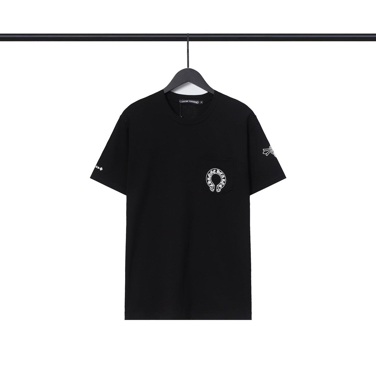 CHH Chrome Heart T Shirts Chrome Hearts Cross Sanskrit Print Short Sleeve Crew Neck T-Shirt
